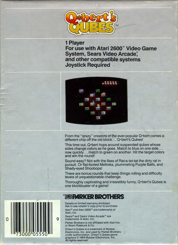 Q*bert's Qubes - Box Back