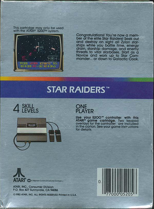 Star Raiders - Box Back