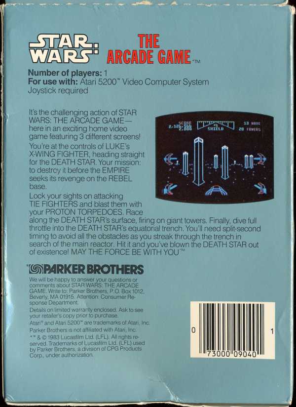 Star Wars: The Arcade Game - Box Back