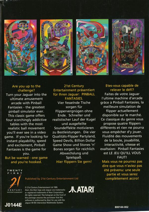 Pinball Fantasies - Box Back