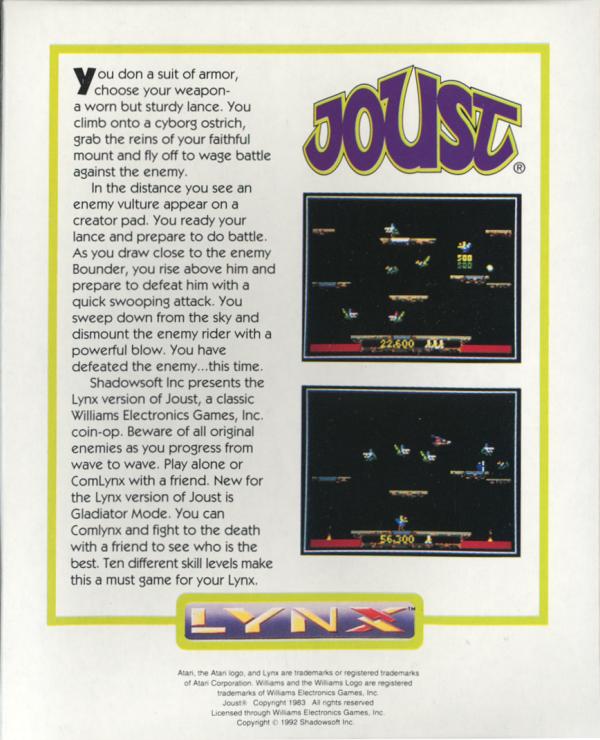 Joust - Box Back